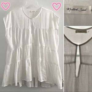 Mustard Seed oversized sheer flowy summer blouse, white